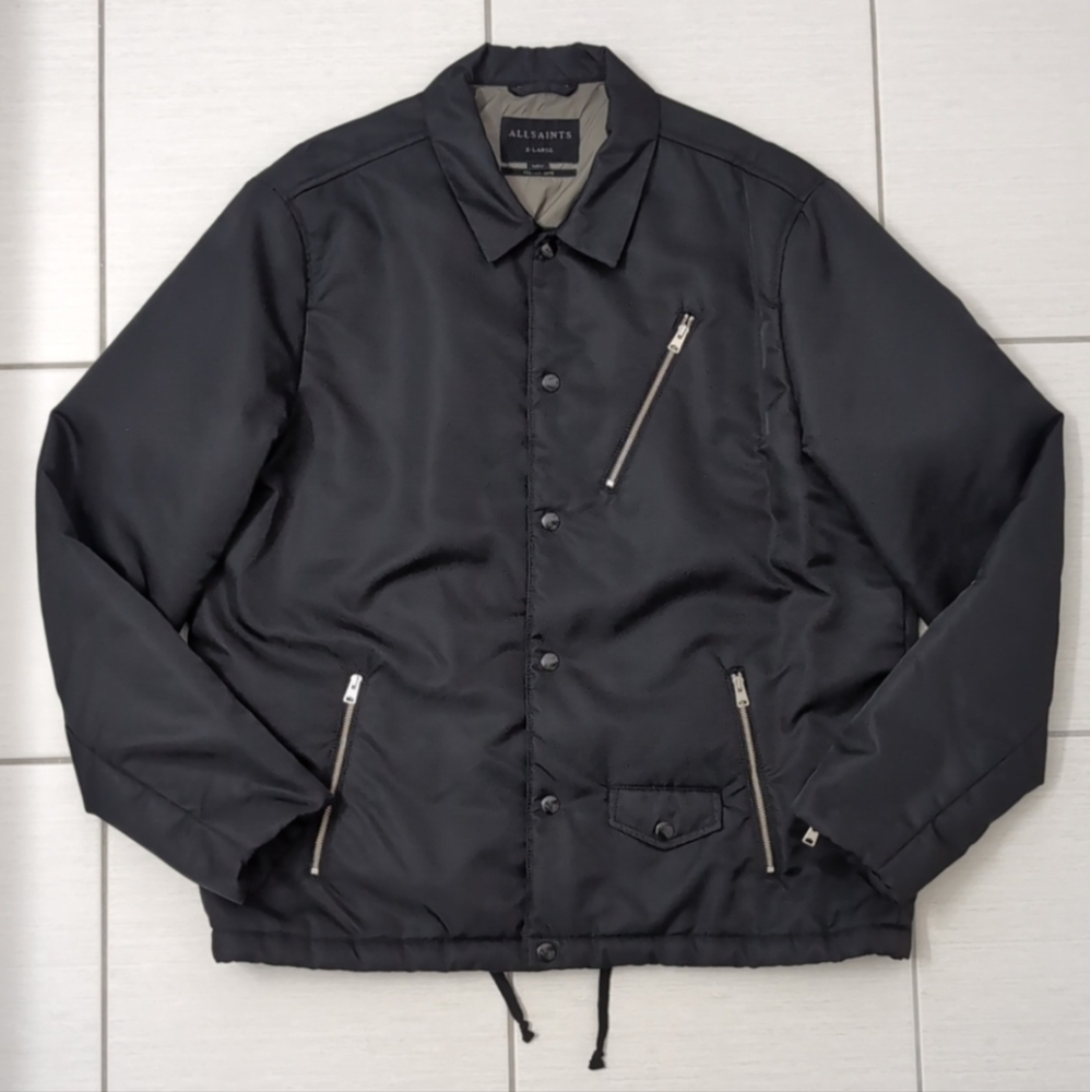 All Saints Men’s Black Zip-Front Coach Jacket
